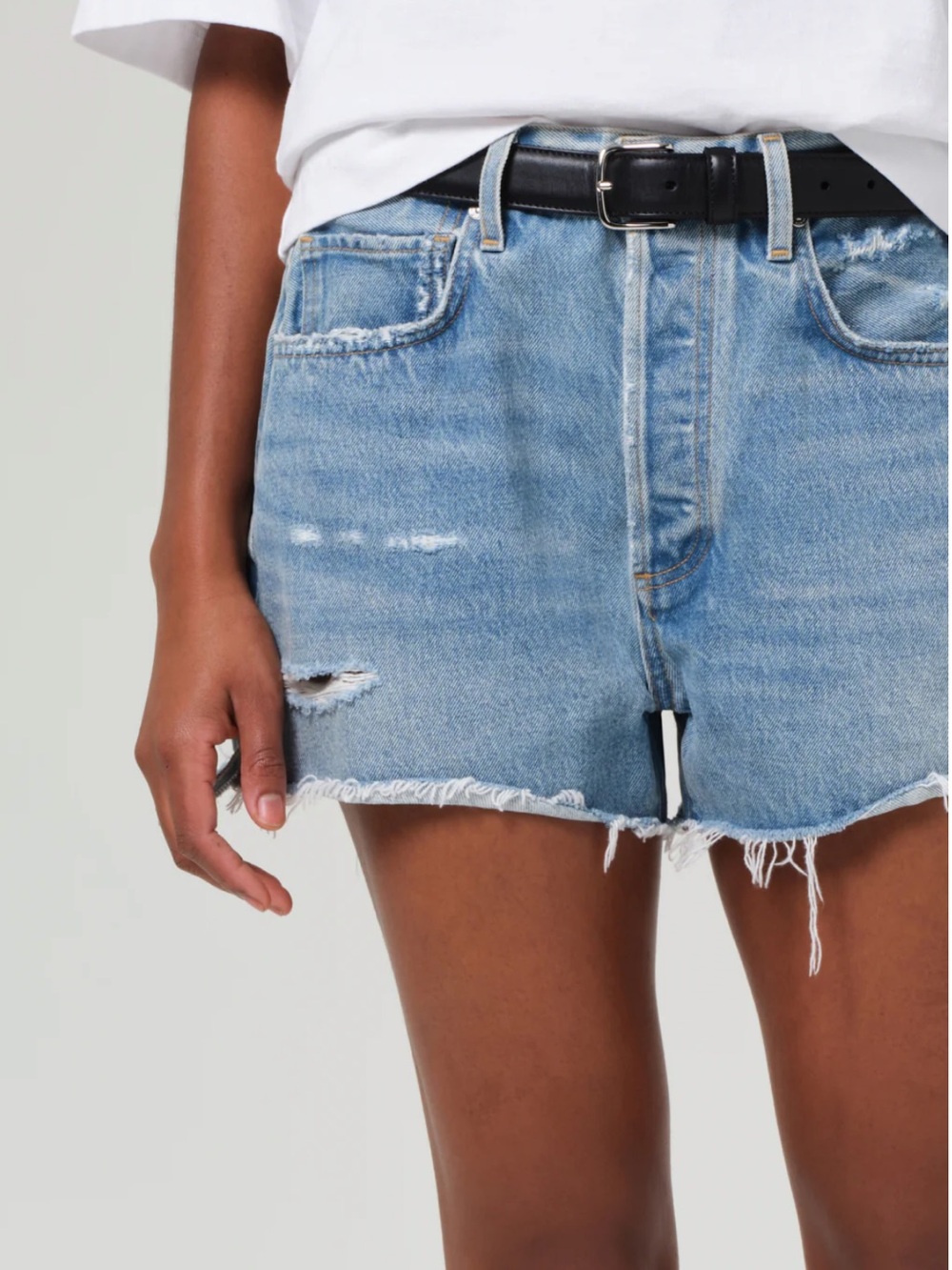 Citizens Of Humanity Light Blue Distressed Denim Cutoff Shorts - Picture 2 of 6